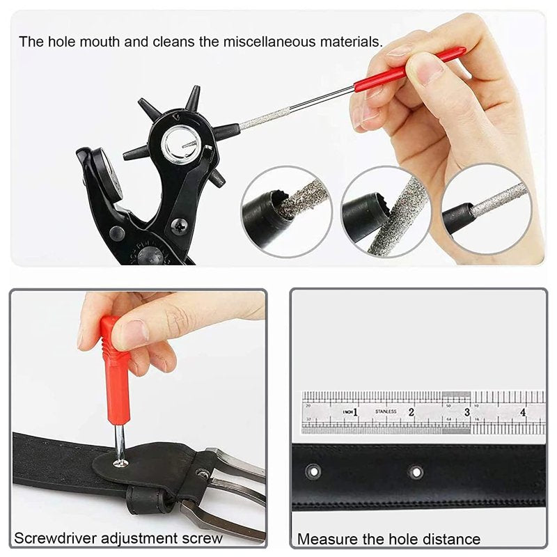 Leather Hole Punch Tool for Belts Watch Straps & Leather Crafts - 2-4.5mm Sizes