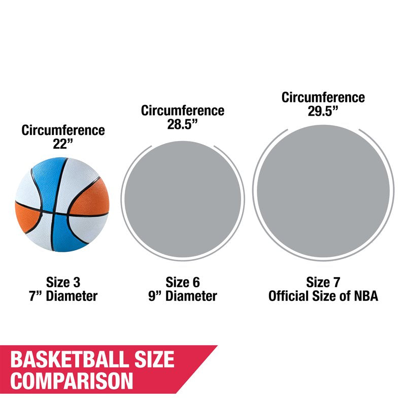 Size 3 Rubber Basketballs 7-inch 3-Pack for Indoor & Outdoor Arcade Games