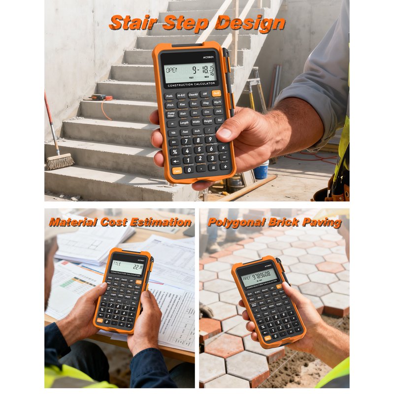 Construction Calculator with Writing Tablet - Eco-Friendly, Heavy-Duty for Contractors