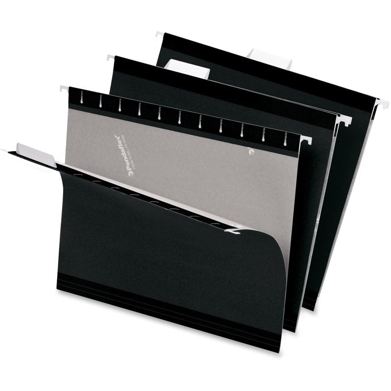 Reinforced Hanging File Folders Black 1/5 Tab Letter Size 25 Pack