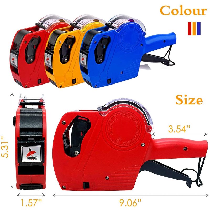 Price Tag Gun Kit with 8-Digit Numerical Labels and Refill Ink - Durable Retail Labeling Tool