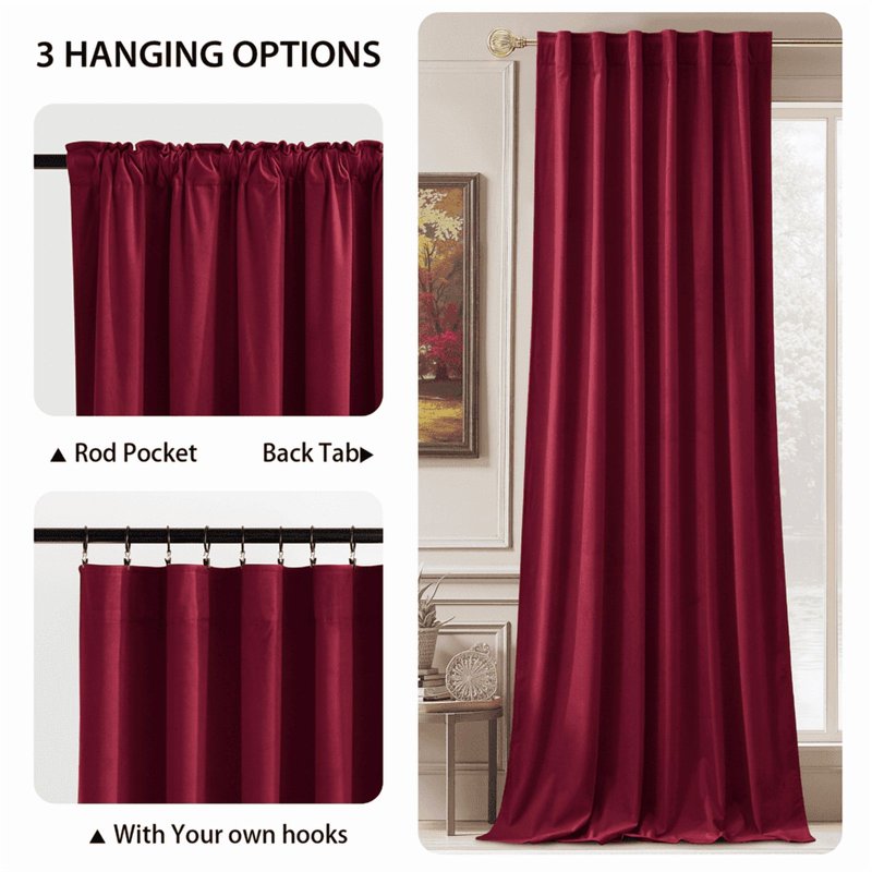 Luxury Velvet Insulated Blackout Curtains - Room Darkening Thermal Drapes