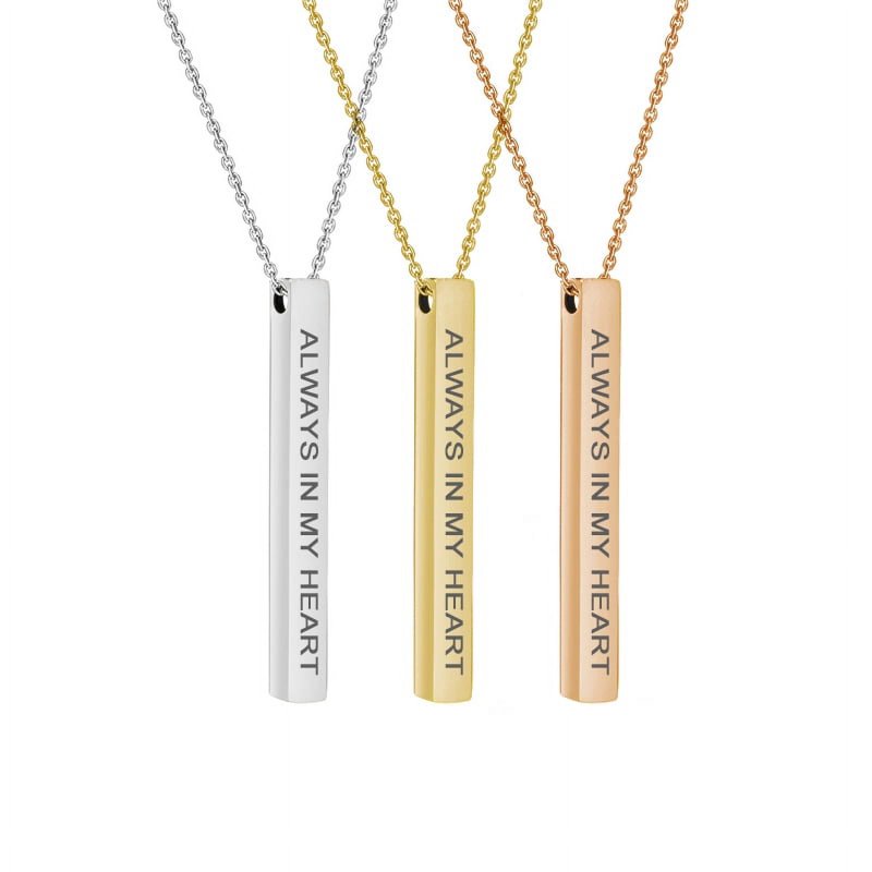 Inspirational Silver Stainless Steel Quote Bar Necklace - Fathers Day Gift