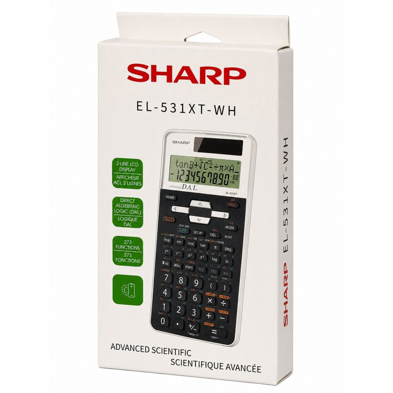 Scientific Calculator with 2-Line Display Fraction & N-Base Calculations Portable White