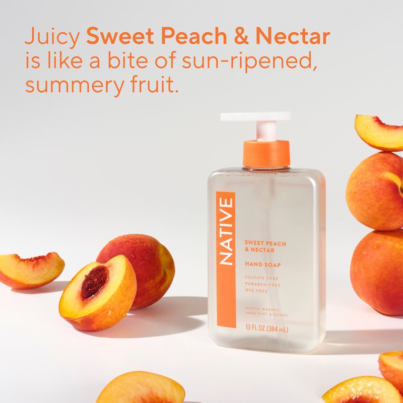 Liquid Hand Soap - Non-Drying, Sulfate Free, 13 fl oz - Sweet Peach & Nectar Scent