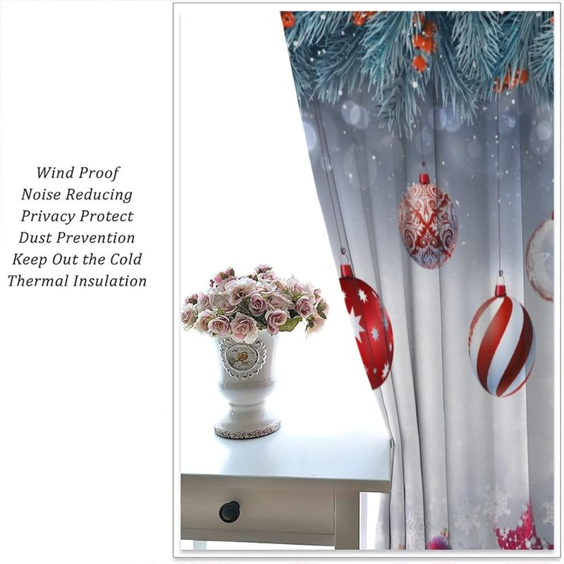 Christmas Snowman Xmas Tree Santa Curtains Blackout 2 Panel Set Window Drapes