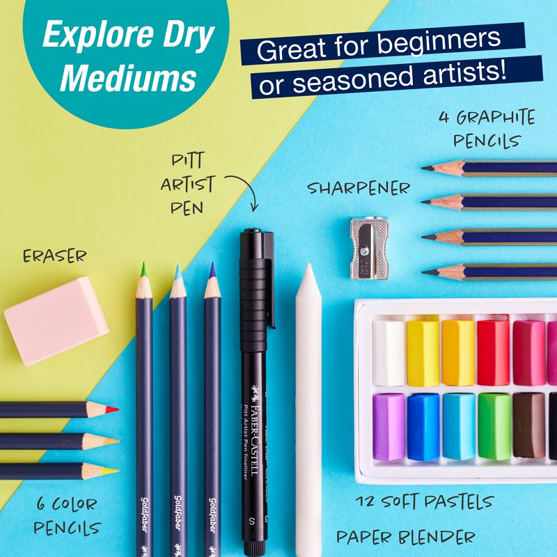 Art Supplies Set for Adults & Beginners - 26 Piece Dry Mediums Kit