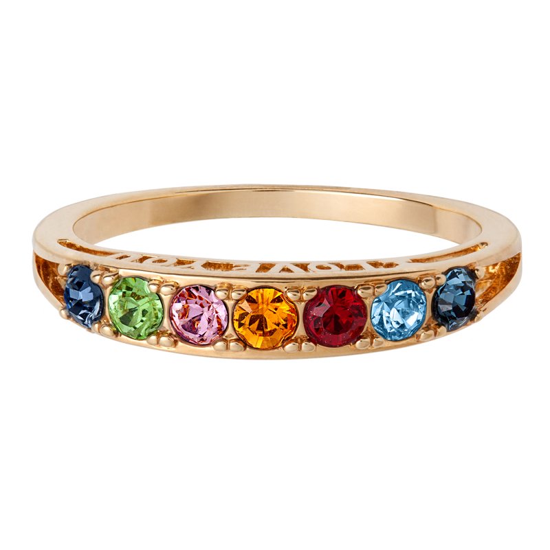 Personalized Women's Birthstone Family Ring with Free Gifts - Gold Plated