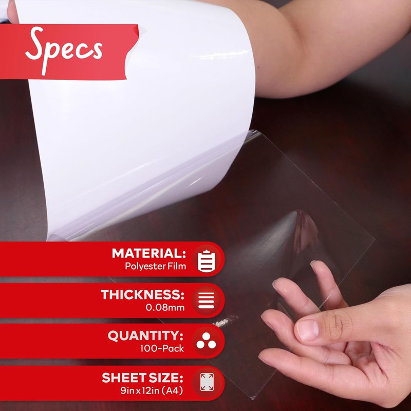 Self-Adhesive Laminating Sheets 9 x 12 Inches Pack of 100 Glossy Protect Documents