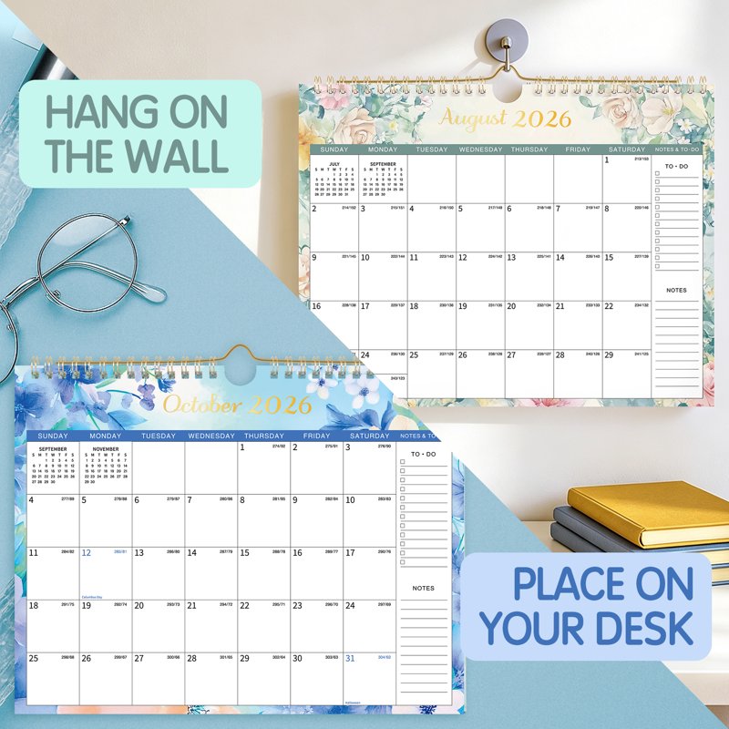 18-Month Wall Calendar July 2026 - December 2027, 11x8.5 Inch, Spiral-Bound