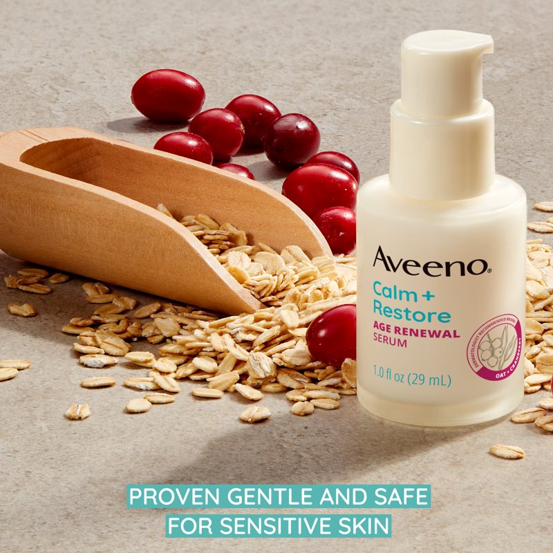 Aveeno Calm + Restore Age Renewal Face Serum with Cranberry Extract, 1 fl oz