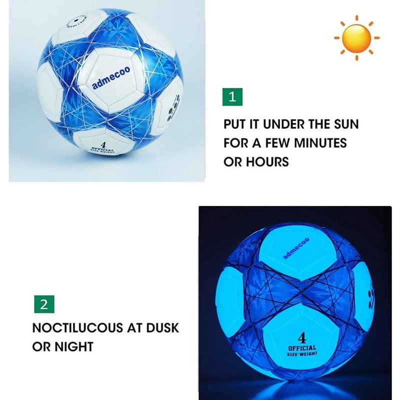 Light Up Soccer Ball Size 4/5 Glow in the Dark Ball with Pump & Needles