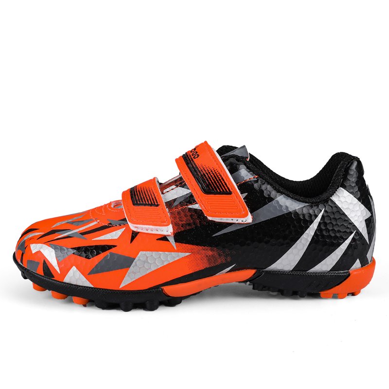 MiFeloo 7.5 Toddler Soccer Cleats - Kids Outdoor Football Turf Shoes, Black/Orange