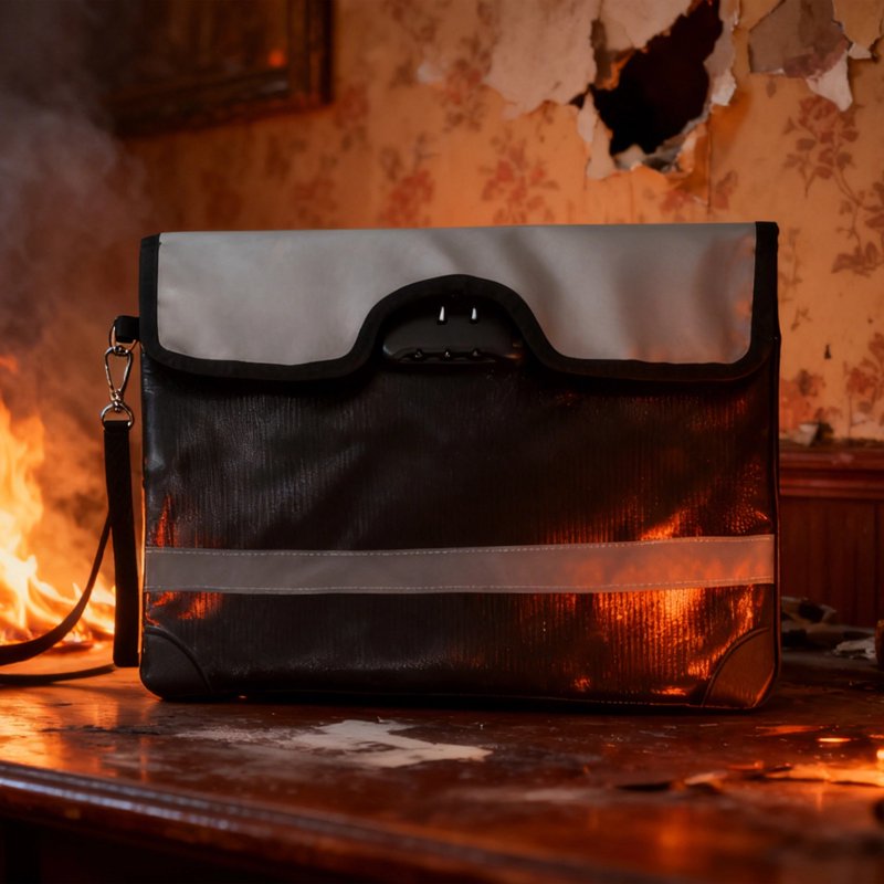 Fireproof Waterproof Document Bag with Lock 13.8x10.2in - Heat Resistant Safe for Travel & Home