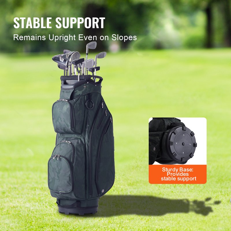 KFFKFF Golf Bag for Carts 36" 11-Compartment 14-Way Top Dust-Proof High-Quality Nylon Military Green - Variation: 36" 11Pockets Camouflage
