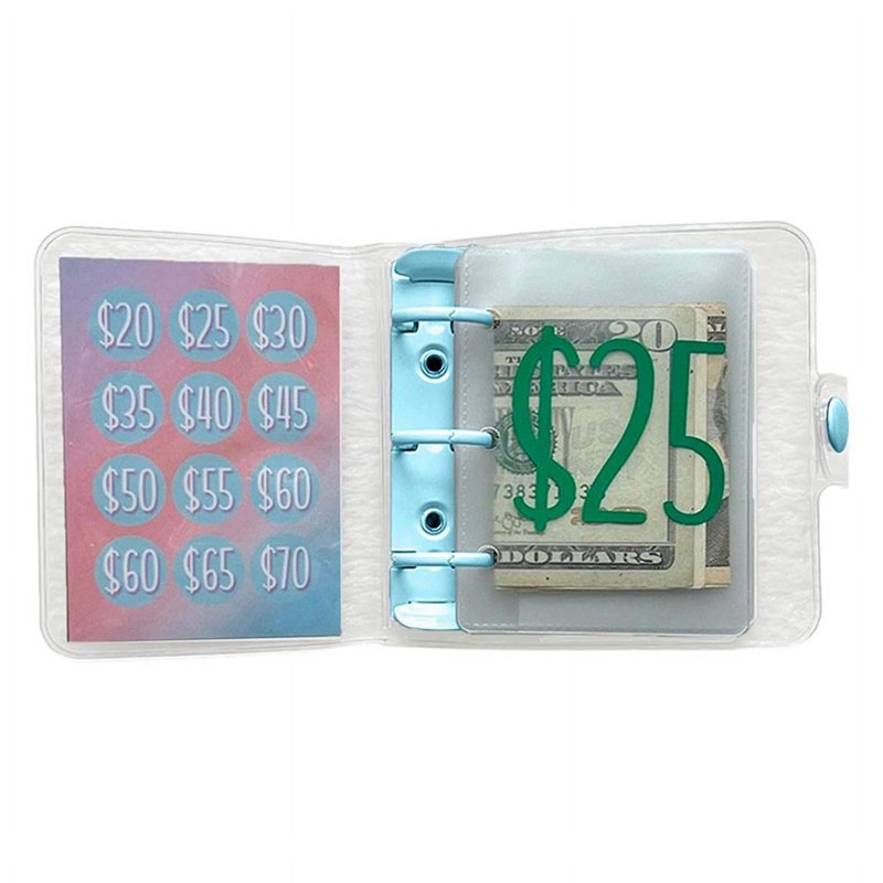 Savings Challenge Binder with Envelopes - Blue, Reusable Money Organizer