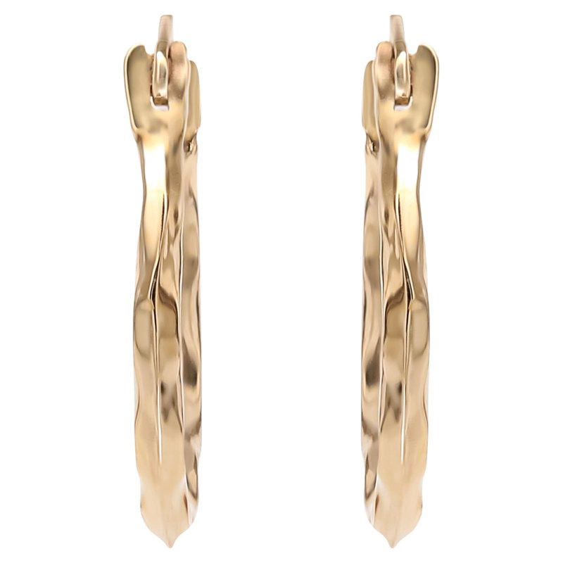 Girls Tween 14K Gold Textured Hoop Earrings - Lightweight and Elegant Jewelry