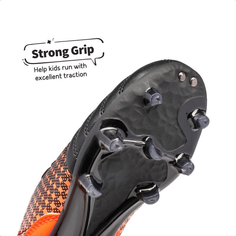 Dream Pairs Soccer Cleats for Kids – Black/Orange Lightweight Outdoor Football Shoes