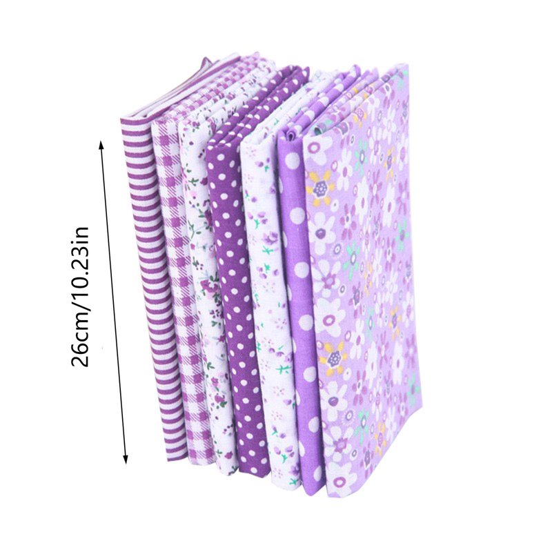 Precut Quilt Fabric Squares 7-Pack - No-Repeat Patchwork Cotton & Polyester Blend, 19.68x19.68 Inches, Pink
