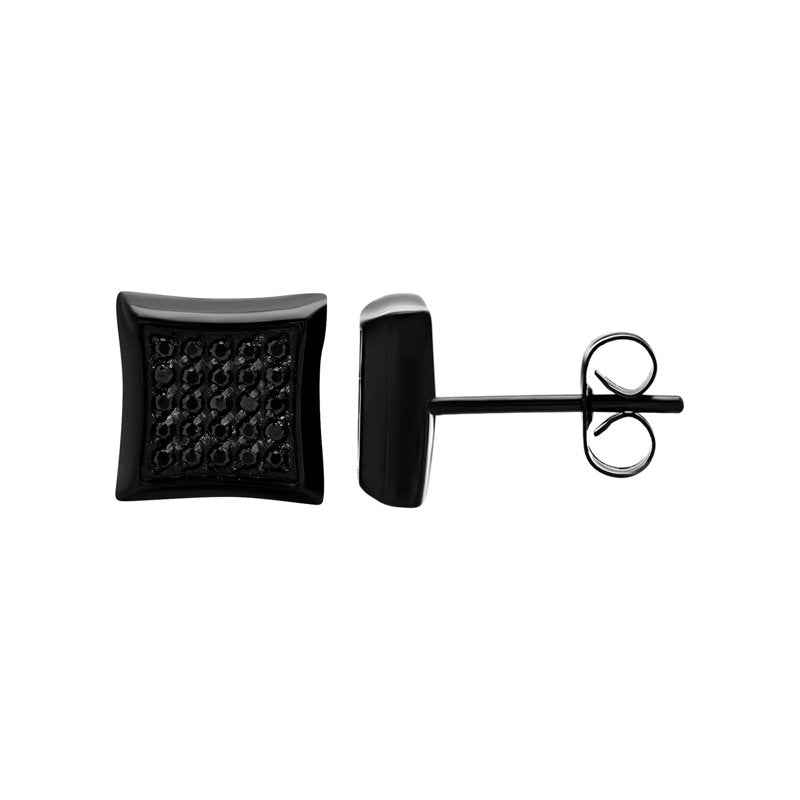 Men's Black CZ Earrings Stainless Steel 10mm - Stylish Gift Jewelry