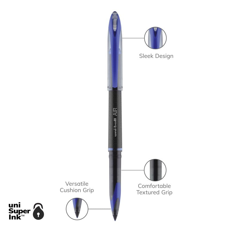 Uniball Air Porous Point Fine Tip Pens 0.7mm Blue Ink 12 Count
