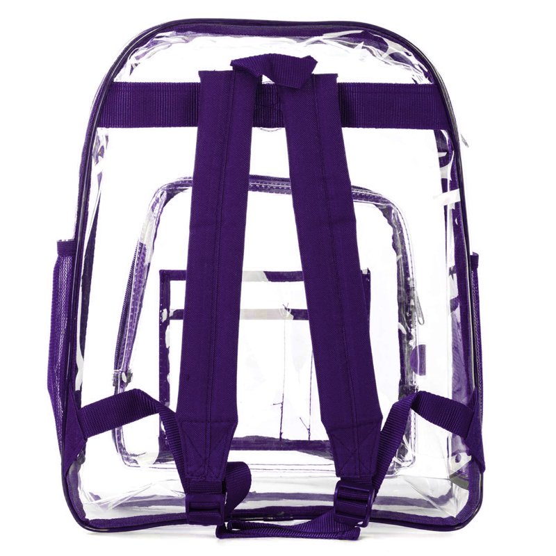 Heavy Duty Transparent School Backpack 17-inch Unisex PVC with Multiple Compartments