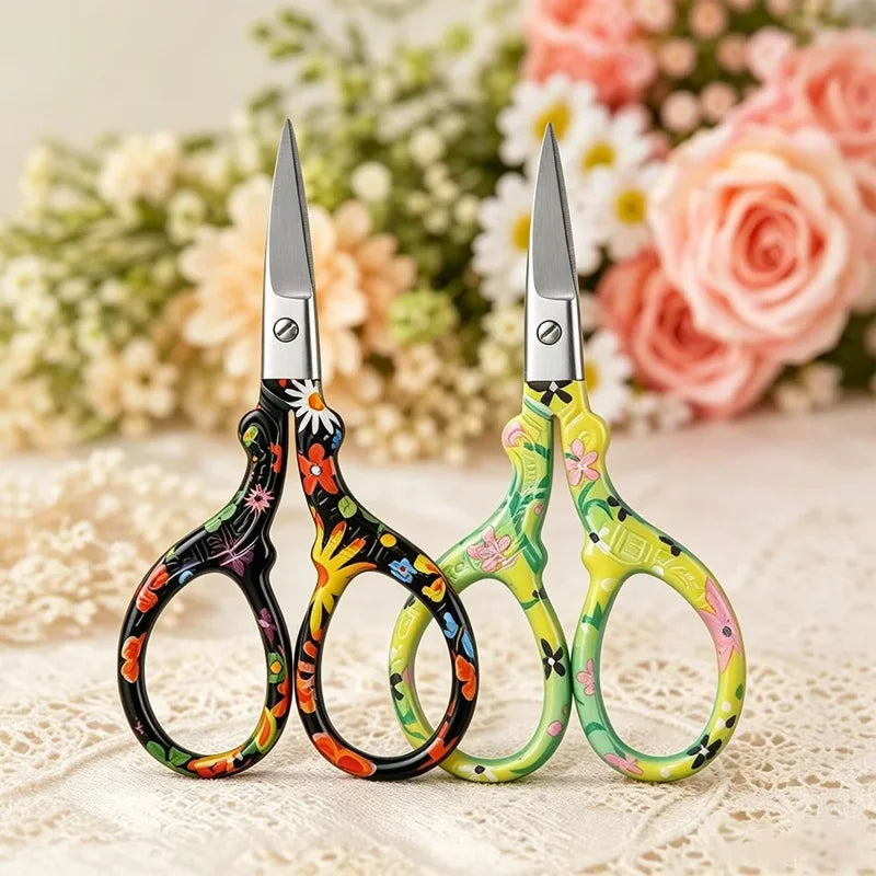 DINNAT Stainless Steel Craft Scissors – 2 Count, Black & Pink (Variation: Black+Green)