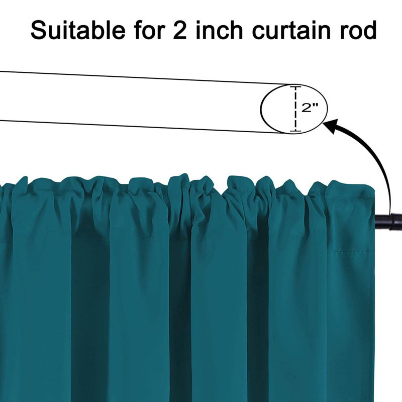 Blackout Window Valance Curtain 42x18 Inches - Room Darkening Home Decor