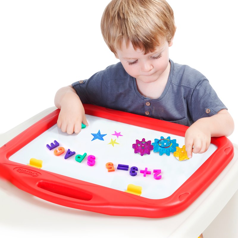 Magnetic Double-Sided Chalkboard and Dry-Erase Board with 77 Accessories for Kids