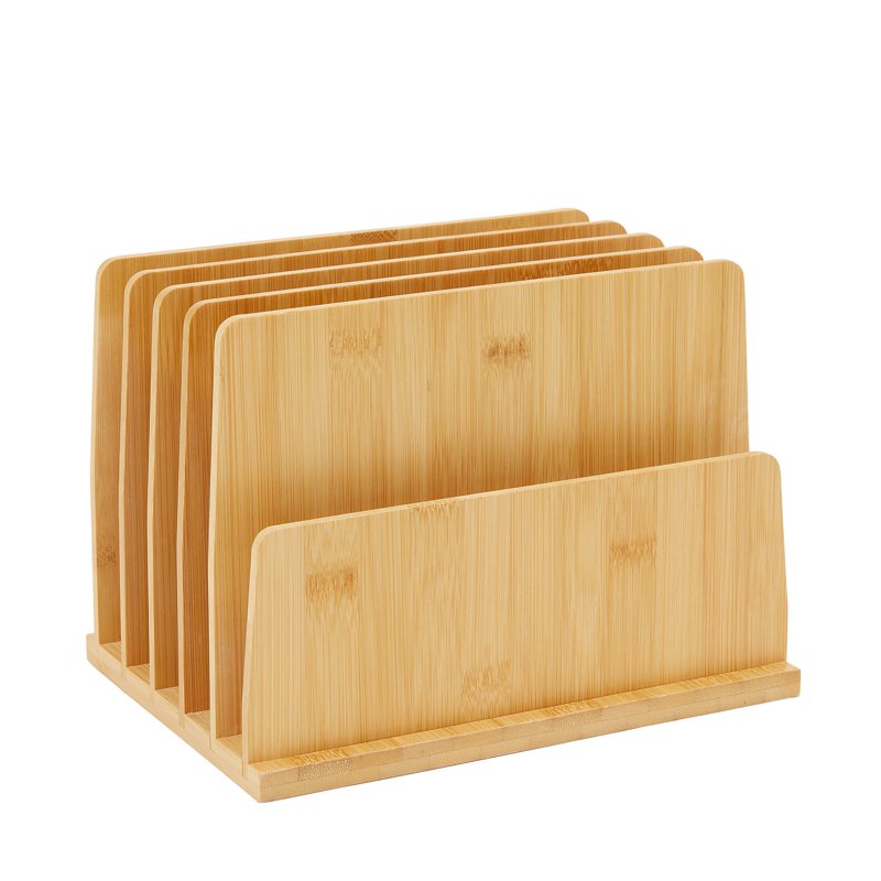 Bamboo Mail Holder with 5 Slots - Desktop File Organizer for Office & Home