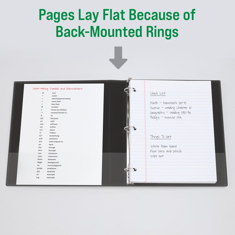 3-Inch Ring Binders for Office & School, 12-Pack, Black, 460 Sheets Capacity