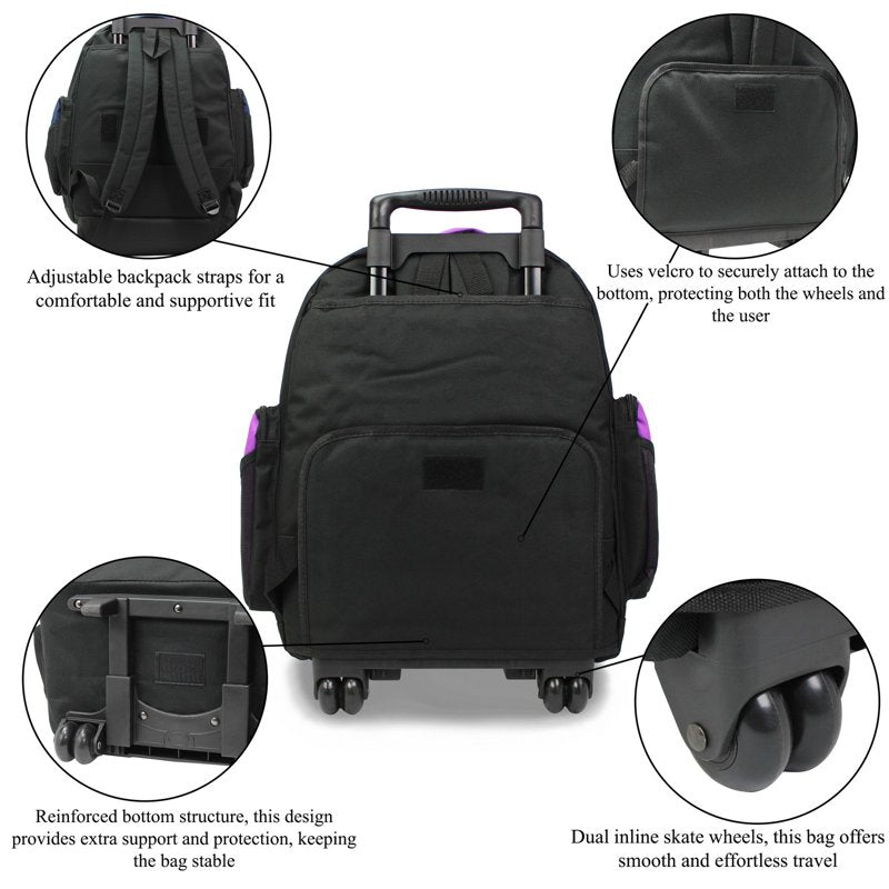 Travel Rolling Backpack 22-Inch Carry-On Airline Approved Durable Storage