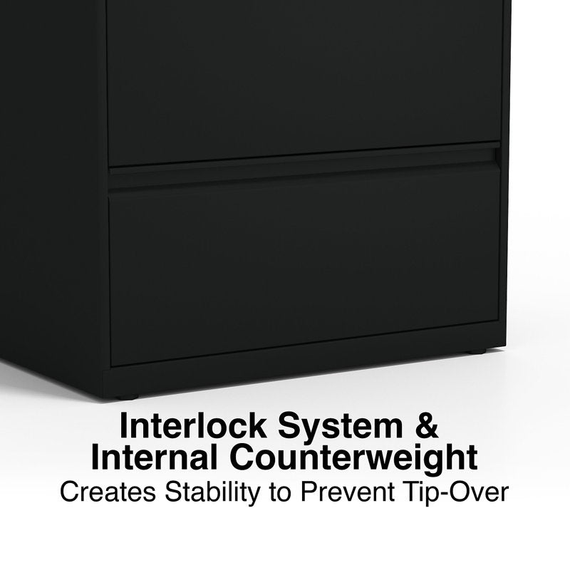 30-Inch Wide 4-Drawer Lateral File Cabinet - Black, Heavy-Duty Metal