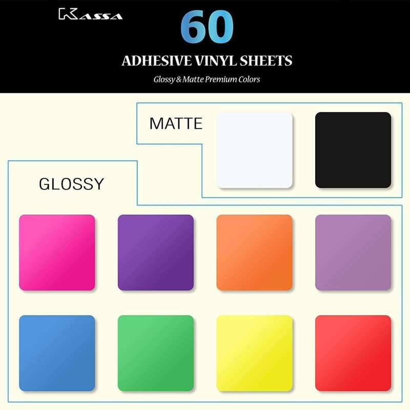 60-Piece Permanent Vinyl Sheets Set - 10 Vibrant Colors for Cricut & Silhouette Machines