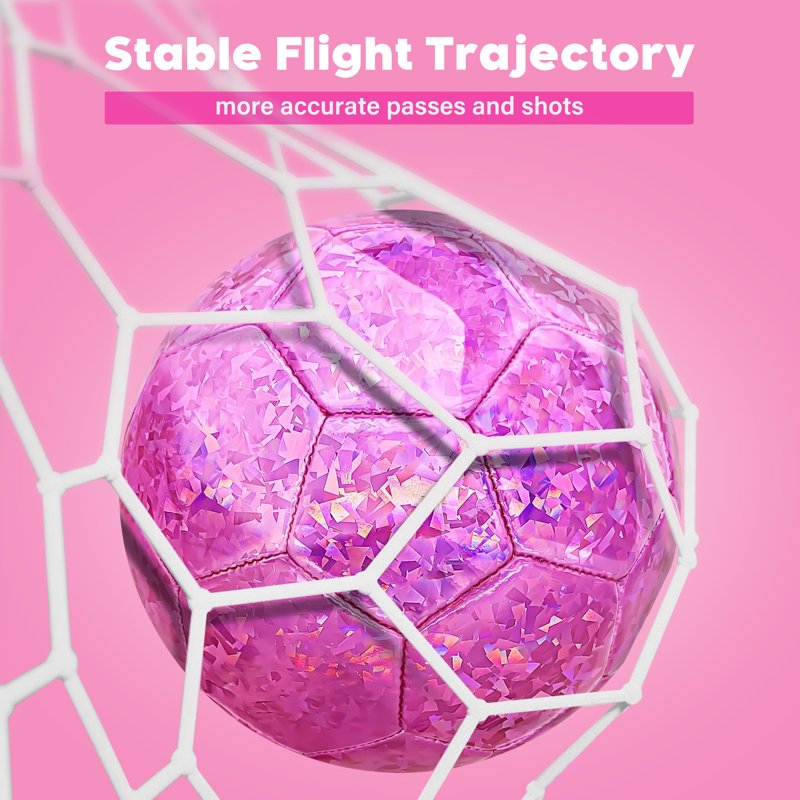 Size 4 Glitter Pink Soccer Ball for Kids - 5-13 Years Training & Recreation