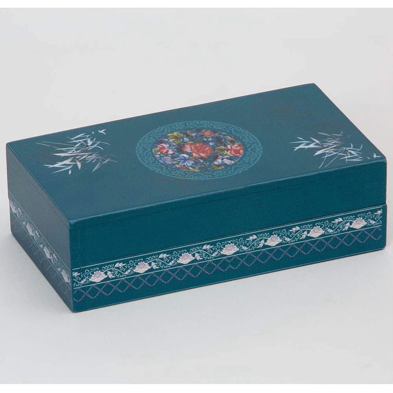 Wooden Secret Puzzle Box with Sliding Mechanism and Hidden Compartment, Teal Decor