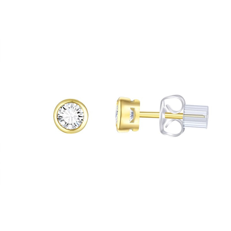 Simulated Diamond Earring Set with Click Top Hoop in 14K Gold Plated Silver