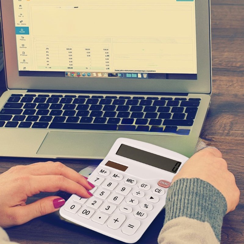 12-Digit Solar & Battery Powered Desktop Calculator - Office & Home Use