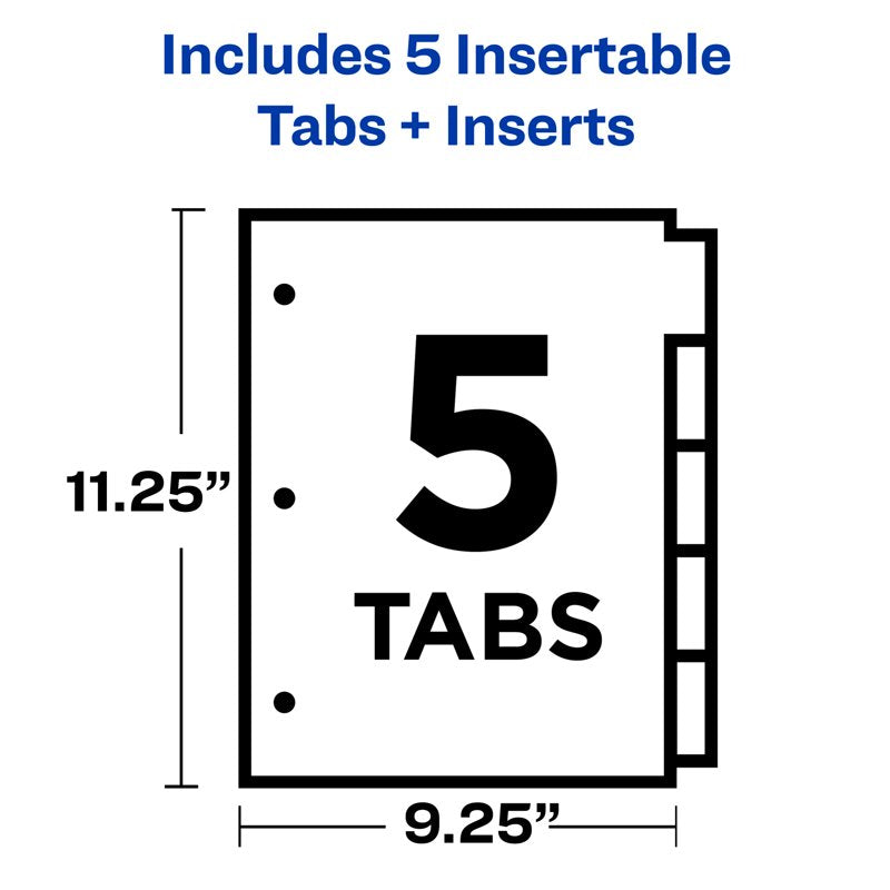 Big Tab Insertable Pocket Dividers - 5-Tab Multi-Color Office Organization
