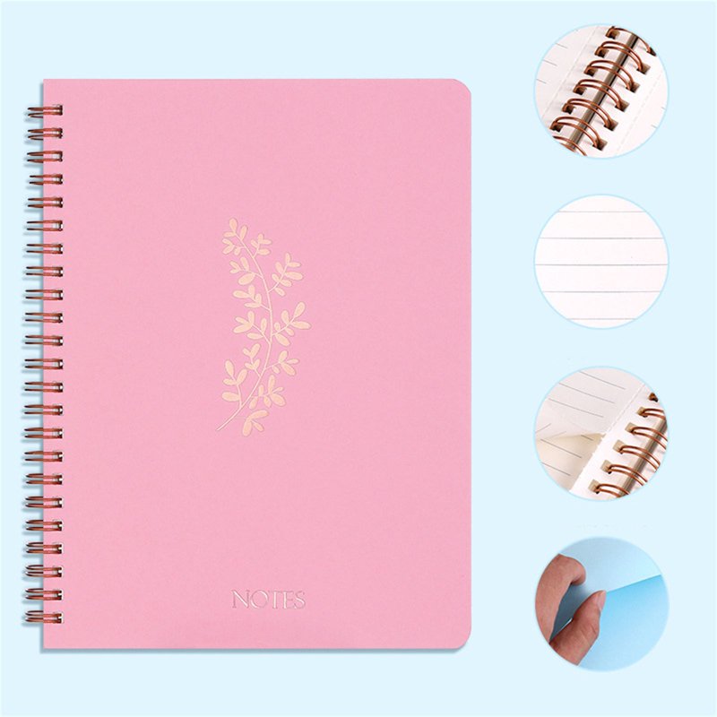 Aesthetic Spiral Notebook Set - Cute Preppy 8x6 Journals with Large Pockets