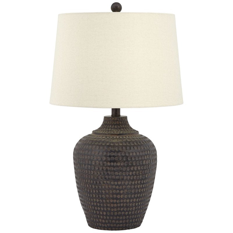Farmhouse Rustic Table Lamp with Earthen Brown Wood Finish | 25.5"