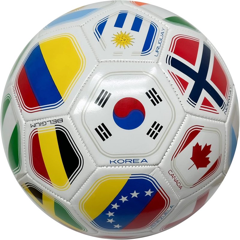 Soccer Ball Size 3 with Multicolor Flag Design, PVC, Training Ball
