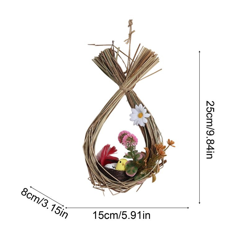 Easter Bunny Shaped Rattan Wreath Decoration for Holiday Home & Door Decor