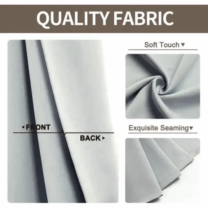 Thermal Blackout Window Curtain Set - 2 Panels, 37x84 Inches, Silver Gray