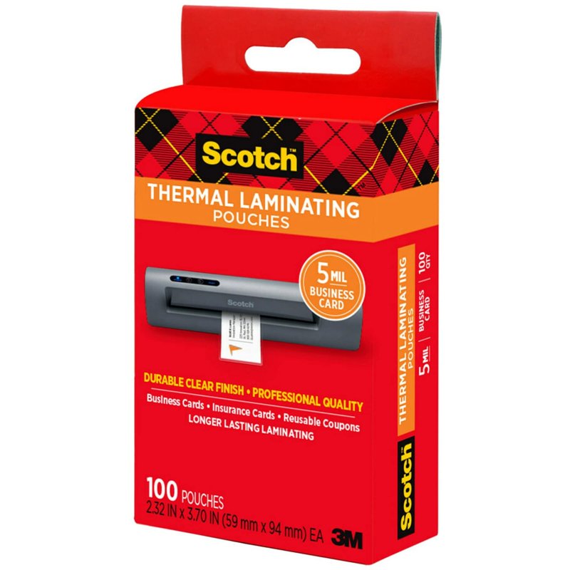 Thermal Laminating Pouches for Business Cards - 2 3/16 x 3 7/10 inch, Pack of 100