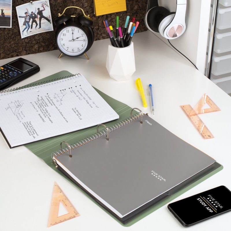 Graph Ruled Spiral Notebook with Study App, 1 Subject, 8.5x11, Gray
