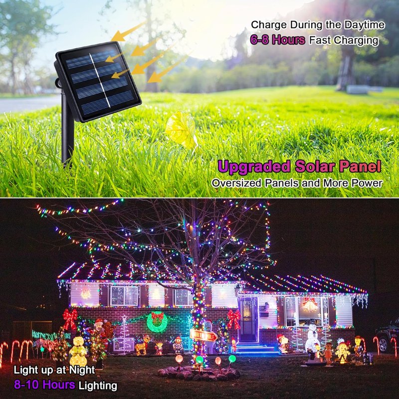 Solar String Lights Outdoor Waterproof 400 LED Multi Color 8 Modes 151FT