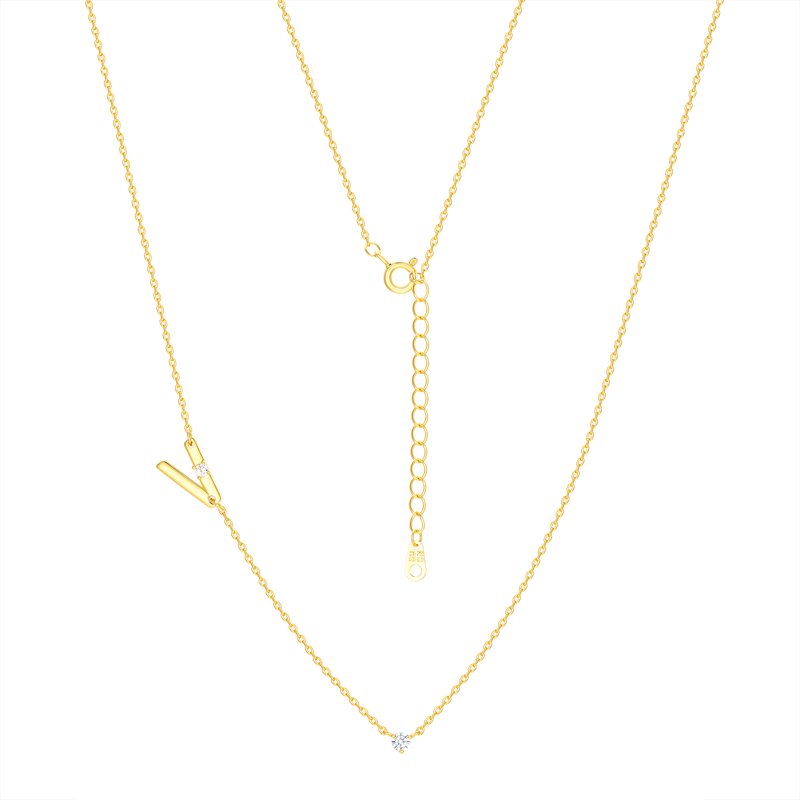Gold Flash Plated Initial Necklace Set with Cubic Zirconia - Multiple Charms