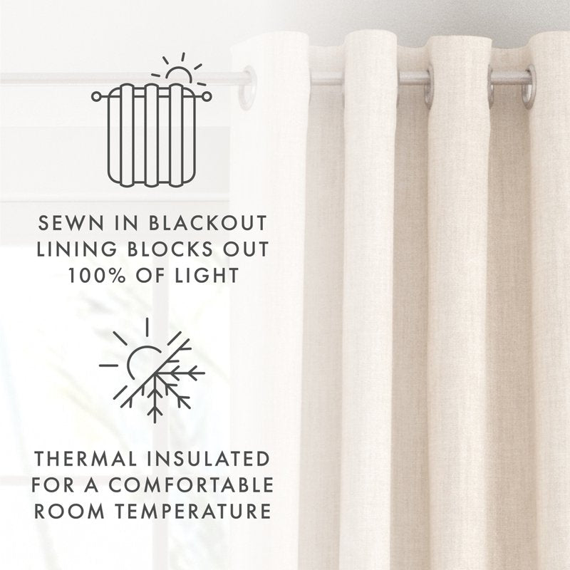 Energy Saving Linen Blend Grommet Curtain Panel - 50x84 Inches, Set of 2