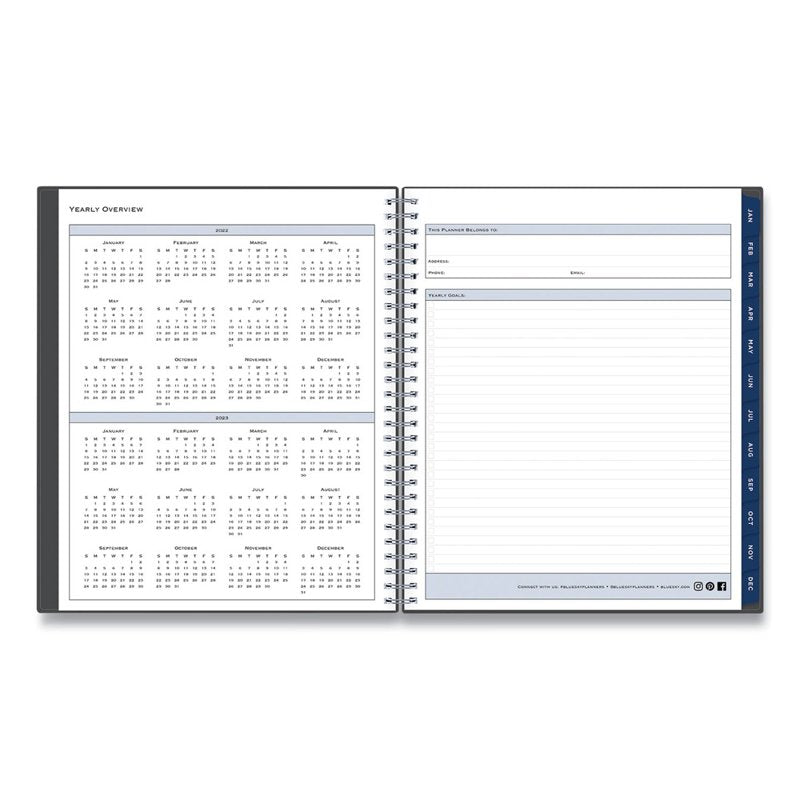 2026 Blue Sky Monthly Planner 8x10 Passages Charcoal Metallic